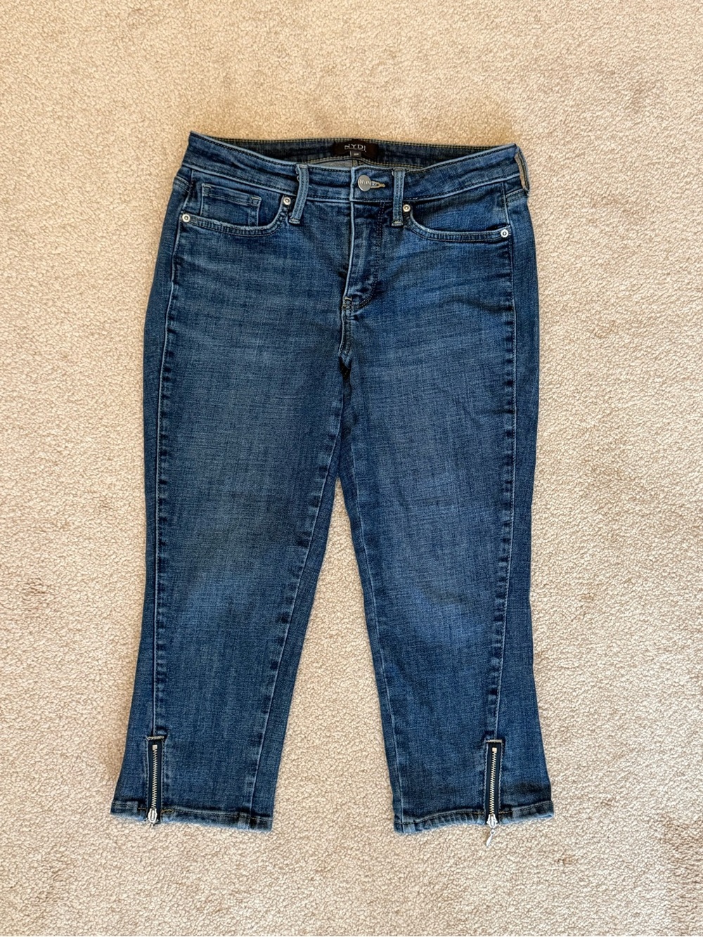 Not Your Daughter Jeans Women's 2P Blue Zipper Hem Capri Medium Wash NYDJ Denim